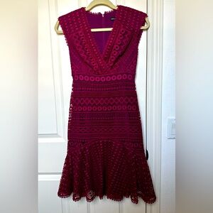 Karen Millen Womens Lace Detail Dress Ruffle Bottom Sz 2